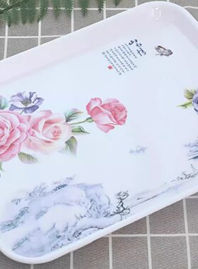 长方形密胺托盘欧式家用水杯茶盘塑料托盘餐具盘水果盘餐具收纳盘