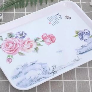 长方形密胺托盘欧式家用水杯茶盘塑料托盘餐具盘水果盘餐具收纳盘