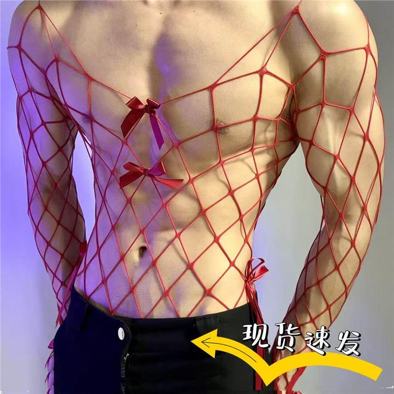耶诞礼物A 兔子学长tz送男友肌肉男耶诞夜连身套装连身丝袜渔网衣