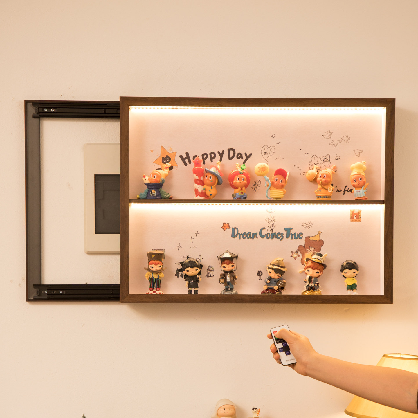 电表箱盒遮挡挂画高级感推拉式带LED灯遥控滑轨开关箱装饰画简约,家居饰品,电表箱装饰画,淘宝优惠券,粉丝福利购,淘宝优惠卷