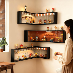 手办亚克力展示柜大号拉布布娃娃转角盲盒收纳展示架挂墙上免打孔