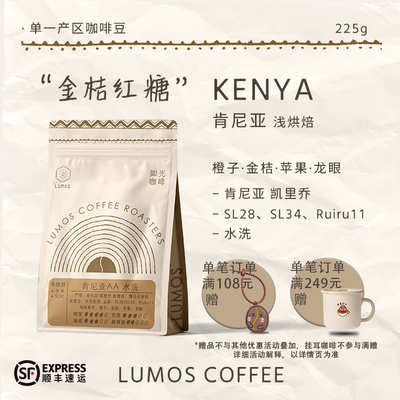 如光LUMOS肯尼亚AA凯里乔水洗处理手冲精品鲜焙咖啡豆225g