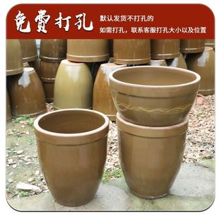 民间老旧水缸古法养鱼陶缸陶土缸大缸特大号老式粗土缸大口缸。