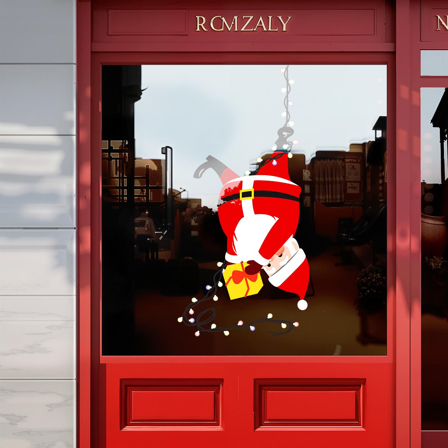 圣诞节装饰玻璃门贴纸场景布置创意