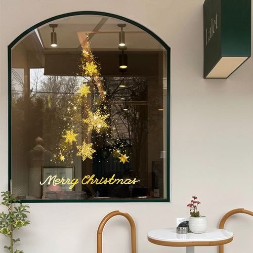 圣诞节贴纸星星圣诞树装饰窗户橱窗玻璃门静电贴布置窗花墙贴2026