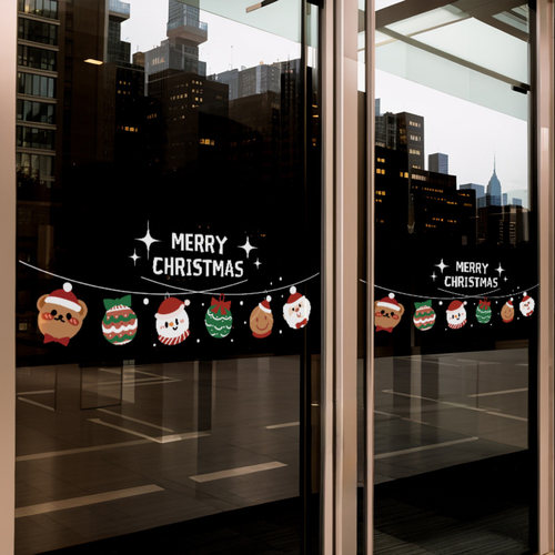 圣诞节腰线贴纸商铺橱窗玻