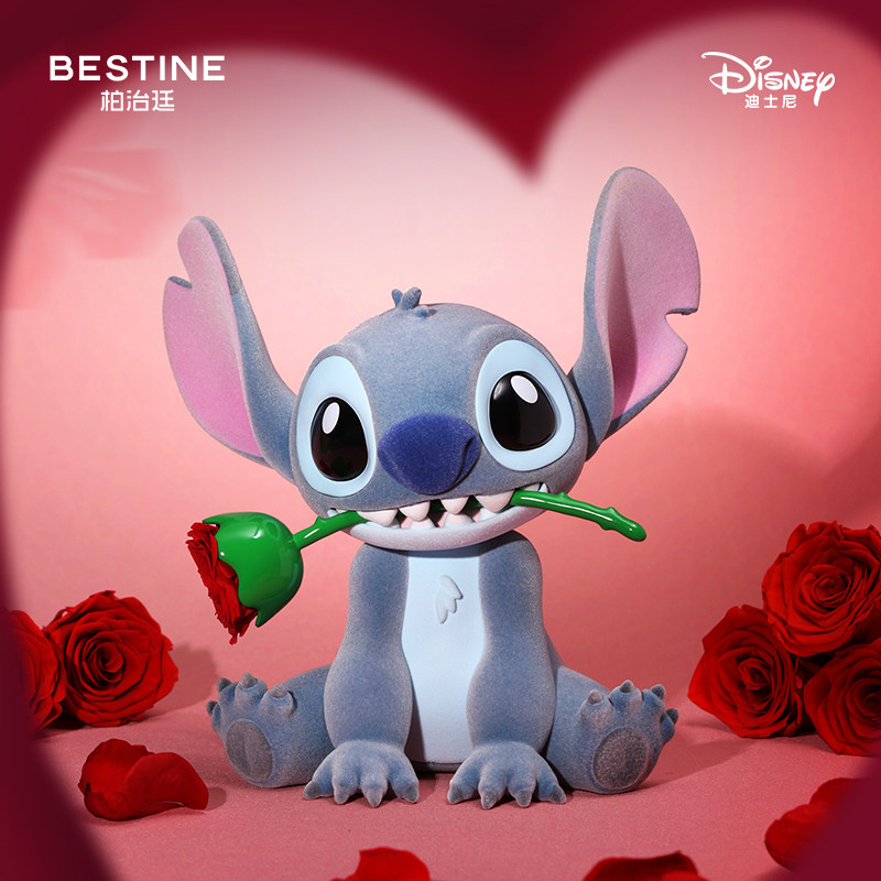 柏治廷迪士尼史迪仔永生花礼盒摆件高级感真花史迪奇花束生日礼物