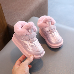 女宝宝棉鞋1-3-5岁小童冬鞋加绒保暖靴女童鞋男童冬款防滑雪地靴