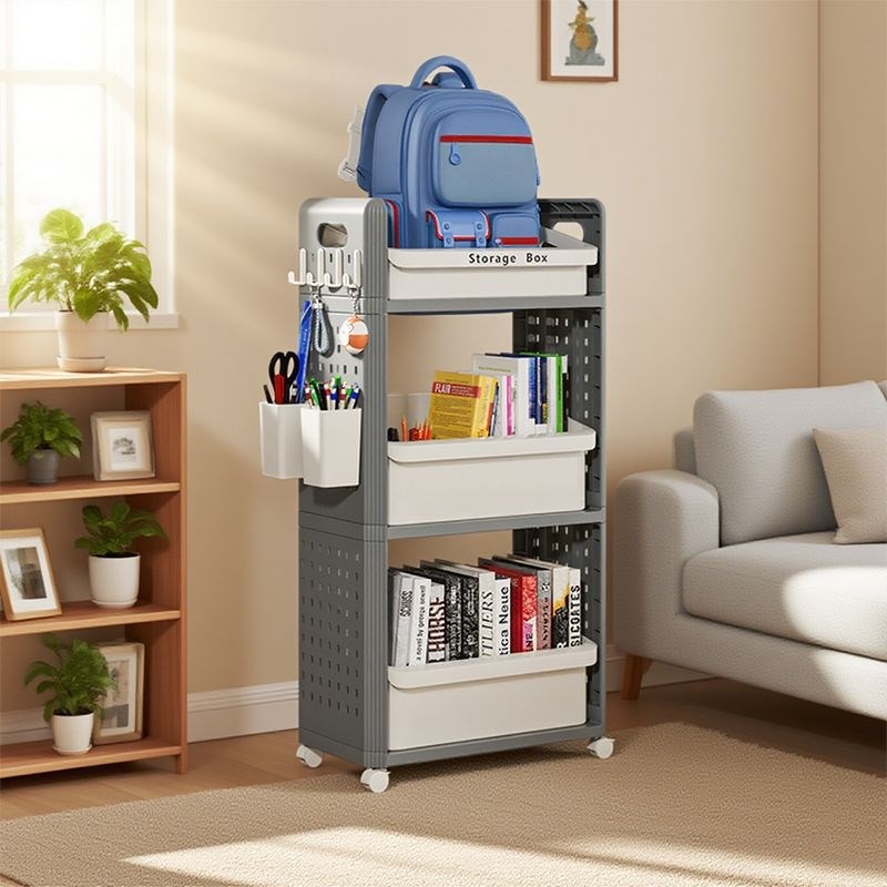 精选放书包置物架可移动收纳家用桌下书桌书架不占空X间落地收纳