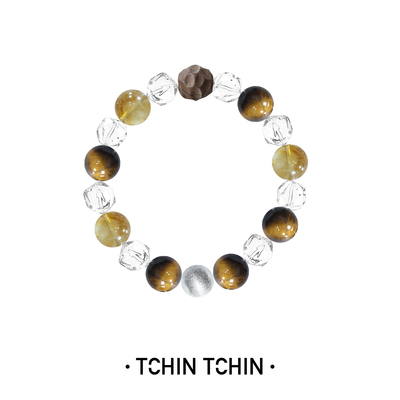 TCHINTCHIN 焦糖落日 水晶檀木串珠手链