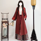 红色过年穿秋冬季 未央 马面裙古风女 唐披袄风衣 梦桑塔汉服大码