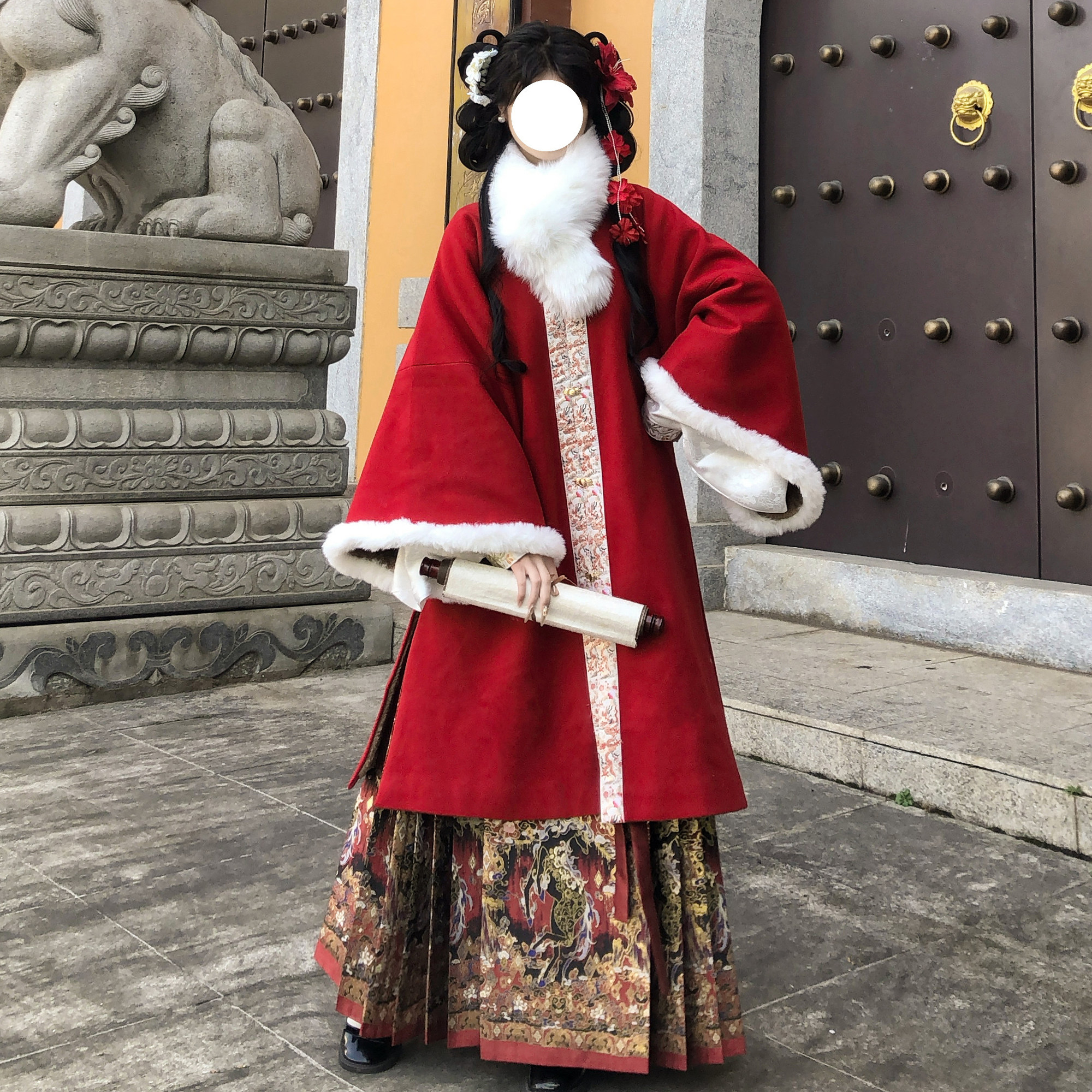 梦桑塔汉服冬季毛呢加绒加厚保暖大码新年穿红色妆花毛领明制马年,女装/女士精品,汉服套装,淘宝优惠券,粉丝福利购,淘宝优惠卷