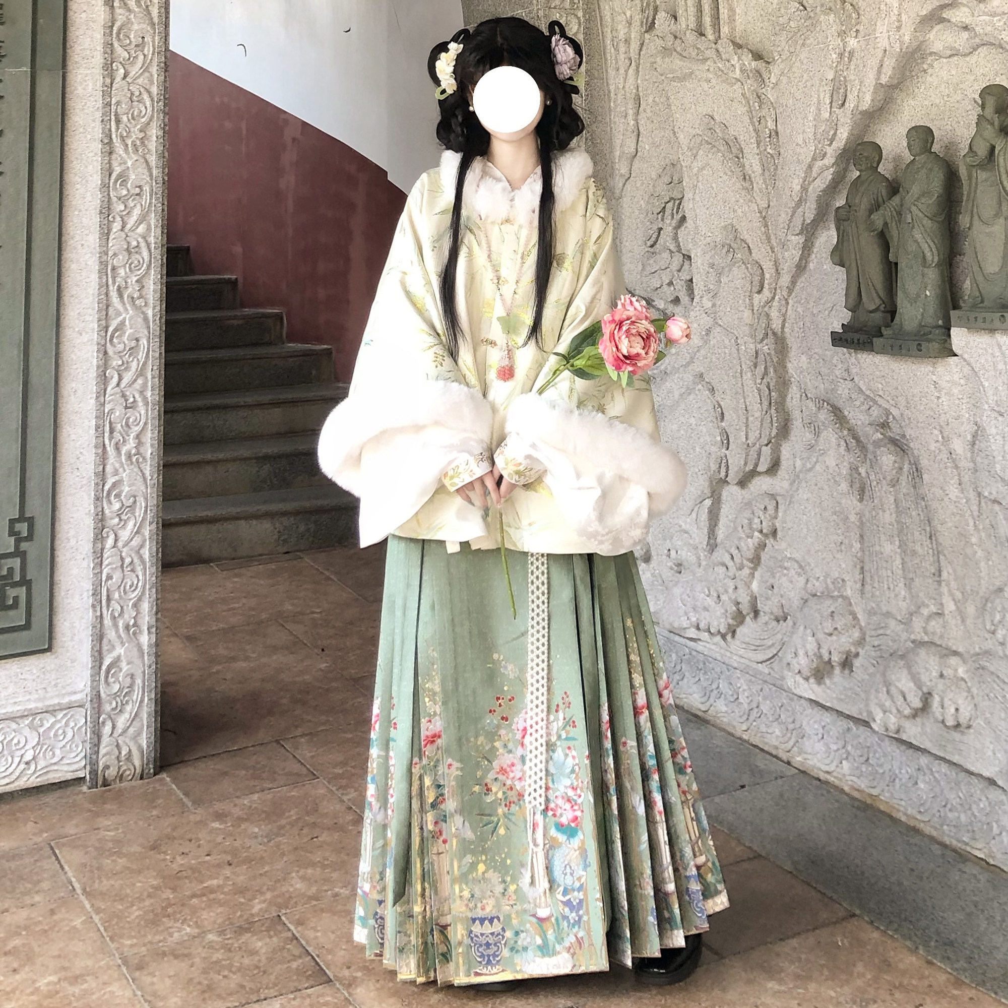 梦桑塔汉服大码明制妆花马面裙加绒套装琵琶袖短袄冬季毛领昭君袄,女装/女士精品,汉服套装,淘宝优惠券,粉丝福利购,淘宝优惠卷