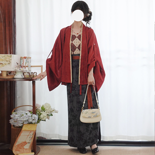 梦桑塔【朱墨】大码新品汉服魏晋南北褶衣宽松夏季红色设计感旋裙