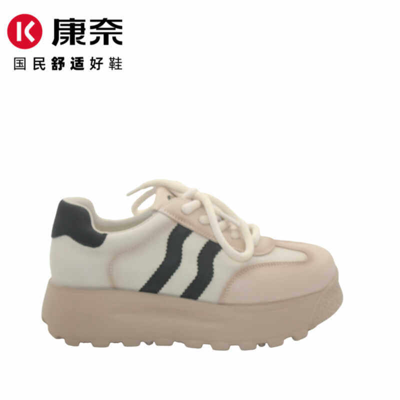 康奈女鞋厚底拼色老爹松糕鞋休闲德训鞋阿甘鞋增高运动鞋11246709