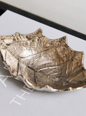 金属摆件轻奢客厅做旧叶子托盘