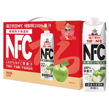 福兰农庄百分百nfc苹果汁1L大瓶