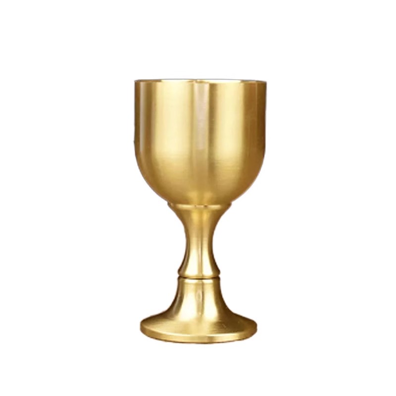 茶供水杯圣水杯酒具装饰摆件批发纯黄铜高脚酒杯铜杯子酒宴小酒杯