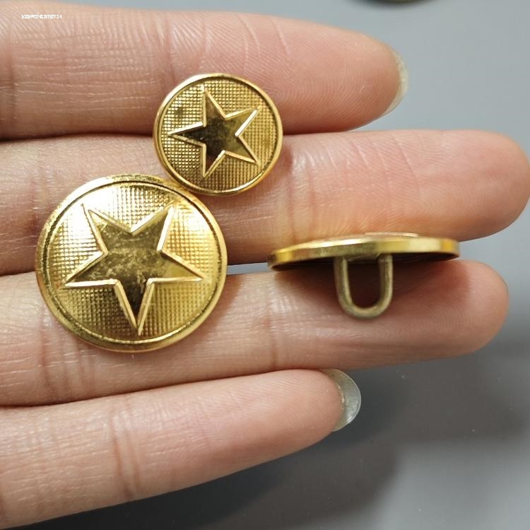金属钮老式军绿棉大衣扣门卫保安服门襟袖口演出五角星纽扣