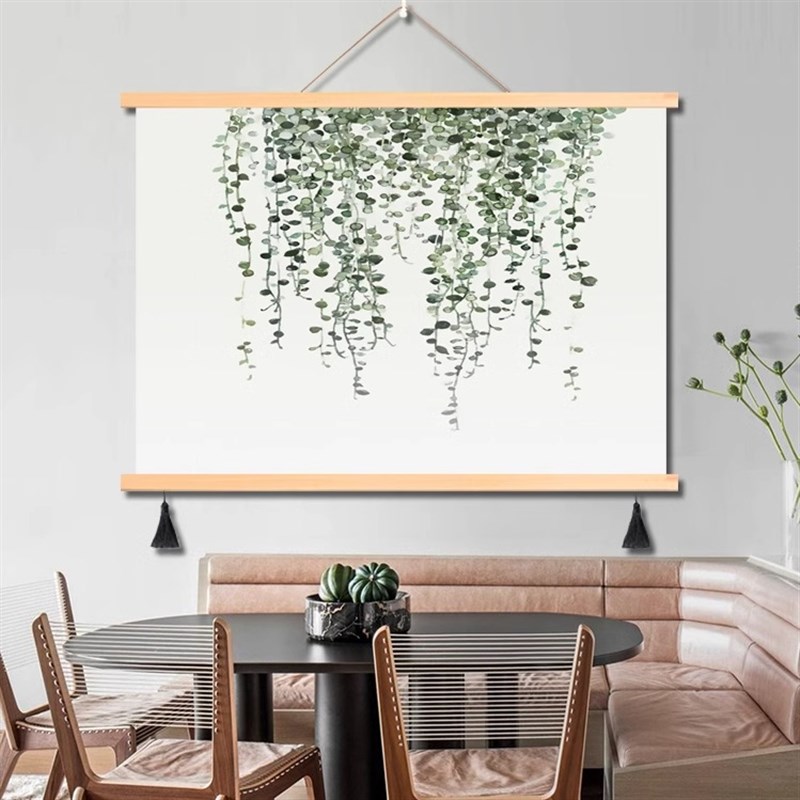 速发风绿植卧室房间卷轴布艺挂画挂布电表箱遮挡装饰清新壁画图片