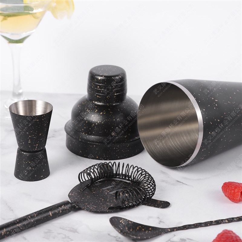 速发现货直供不锈钢调酒器调酒酒具黑哑光星空四件套鸡尾酒红酒雪