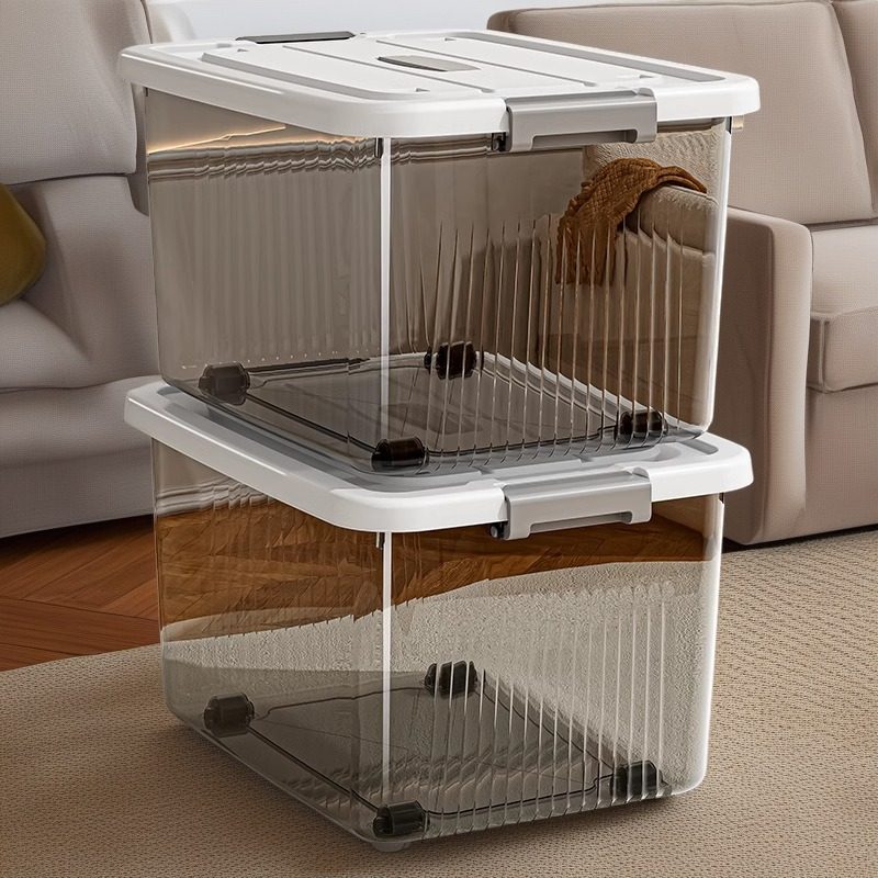 新款收纳箱透明防尘防霉超大容量整理箱子宿舍家用衣柜衣物收纳柜