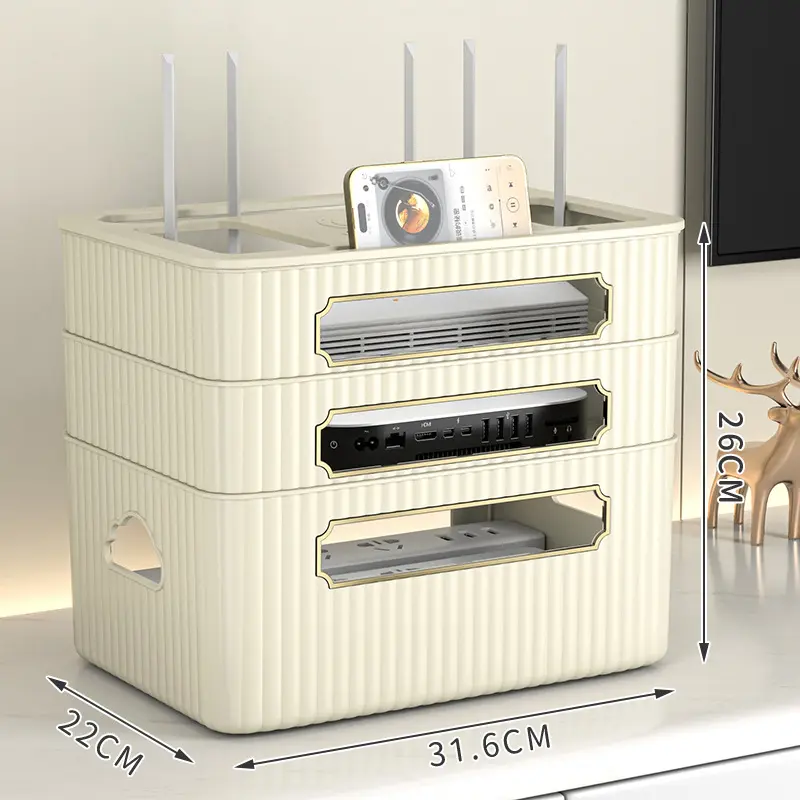 光猫路由器收纳盒客厅高端电视置物架插座电线整理无线盒子放置