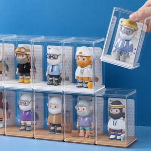 泡泡玛特盲盒收纳展示架单个透明防尘亚克力手办展示柜公仔收纳盒
