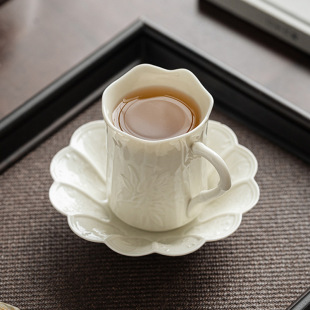高档精致家用陶瓷主人杯单杯中式 草木灰咖啡杯碟套装 下午茶杯茶具