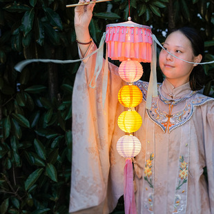 新年古风绛纱灯汉服道具手工diy自制材料包宫廷马年花灯手提灯笼