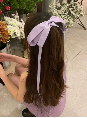 紫色蝴蝶结发夹长春花仙气弹簧