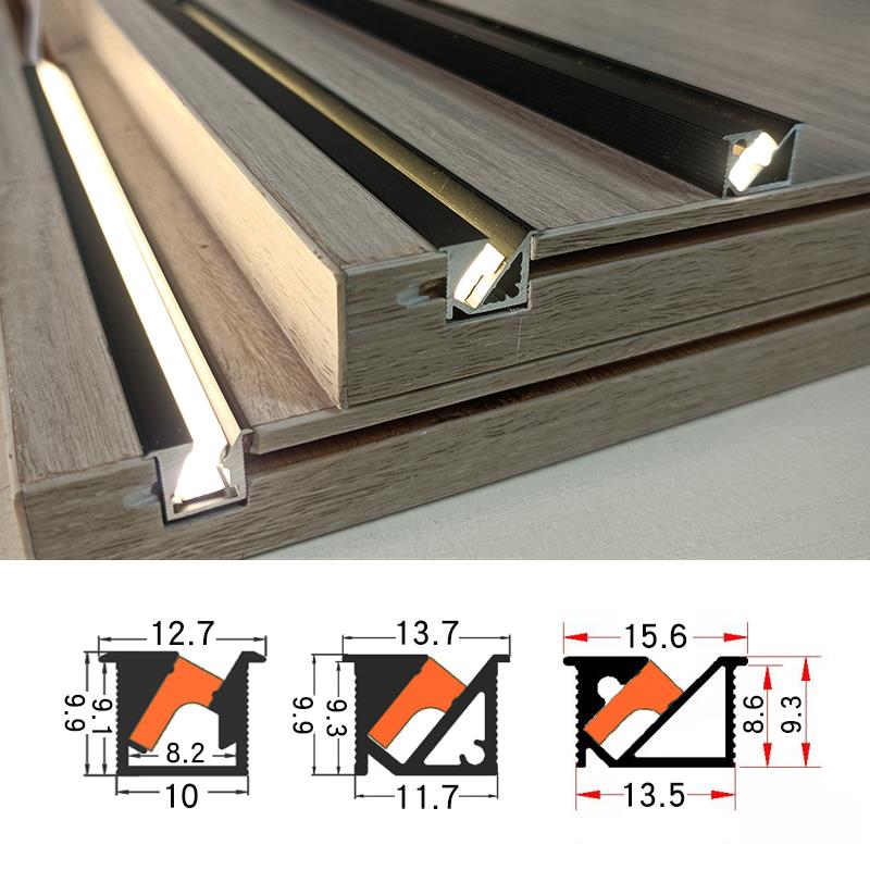 酒柜45度斜发光灯槽嵌入式LED层板灯整体橱柜灯矽胶双色灯带铝槽