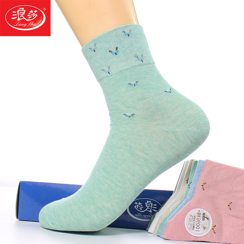 浪莎女士商务四季厚款防臭袜子