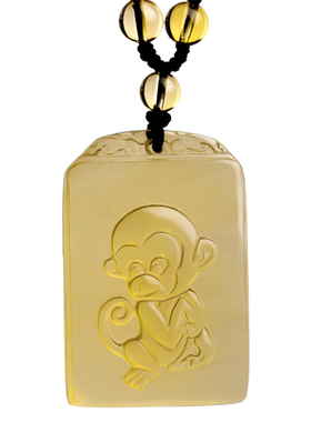 天然黄水晶男女十二生肖属猴吊坠