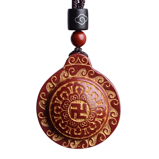 正品原矿朱砂吊坠女款六字真言万字符项链男士复古吉祥物挂件礼物