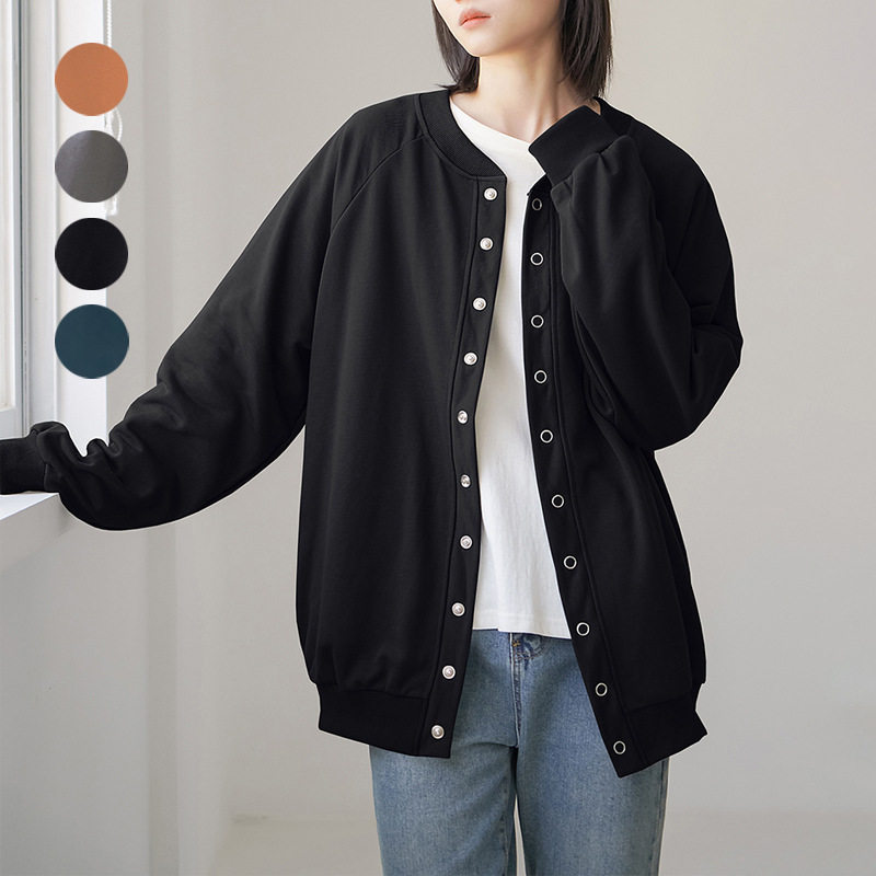 实拍日韩新品 跨境春秋加厚外套女式宽松大版中长款卫衣女有口袋