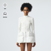 女时尚 D.MARTINA QUEEN秋冬内搭立领拉链针织开衫 拼接休闲上衣