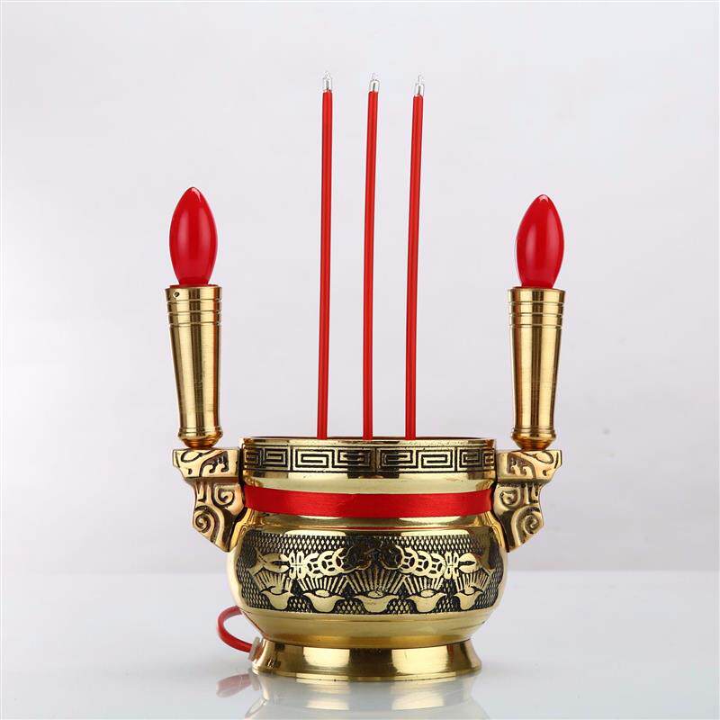 直供纯铜电子香炉上香家用供香电蜡烛电子灯供灯长明灯LED供奉供