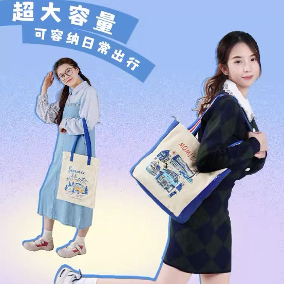【猫的天空之城】夏日生活帆布包女百搭简约包包大容量单肩包图片