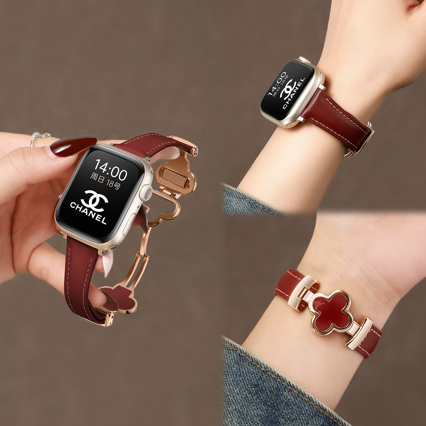 四叶草磁吸卡扣表带适用iwatch12图片