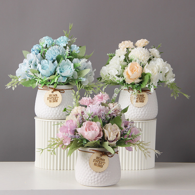 假花装饰摆设仿真花摆件玫瑰牡丹书桌餐桌梳妆台装饰拍照道具花艺,家居饰品,仿真花/假花,淘宝优惠券,粉丝福利购,淘宝优惠卷