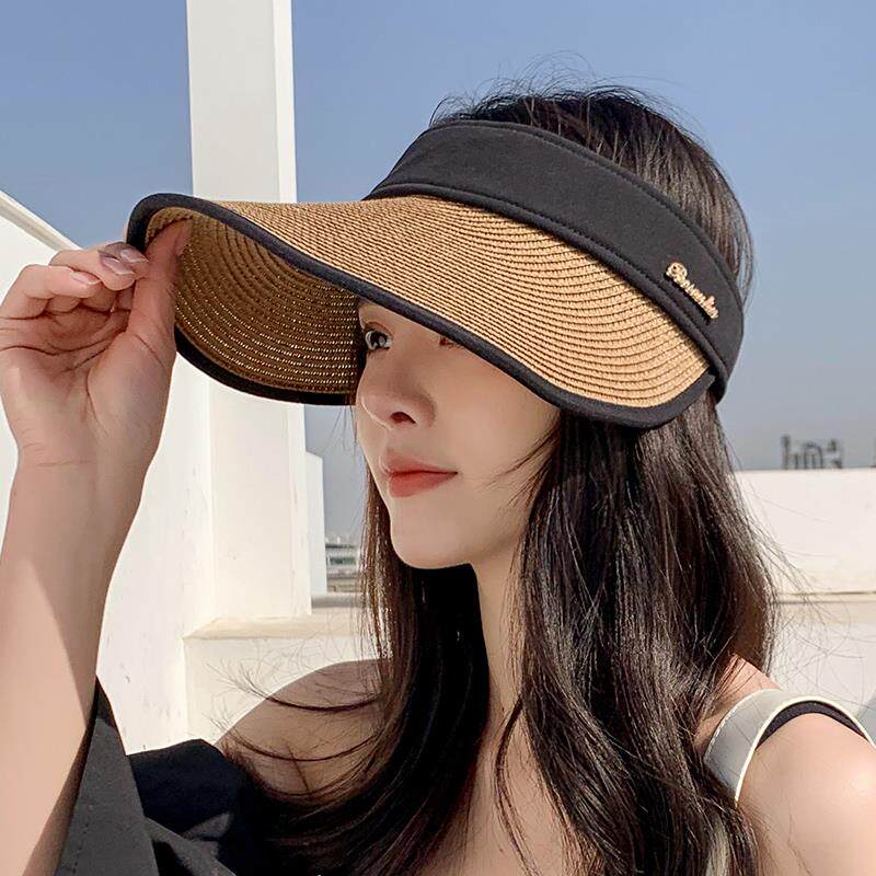 Ziy网红空顶帽子女遮阳帽夏季百搭防晒遮脸韩版潮无顶草帽太阳帽 悠悠可站