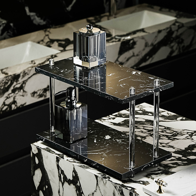 卫生间台面大理石双层置物架收纳