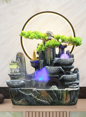 风水轮假山流水喷泉办公室客厅招财山水摆件循环水景装饰开 业礼