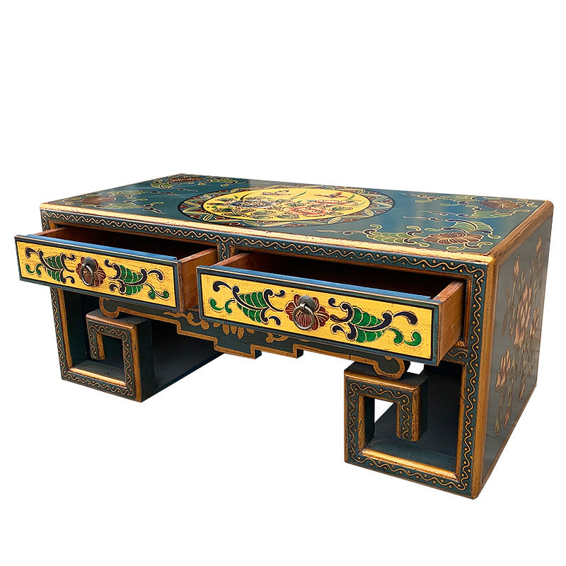 藏式小茶几彩绘炕几实木茶桌小桌子炕桌复古飘窗桌榻榻米仿古家具