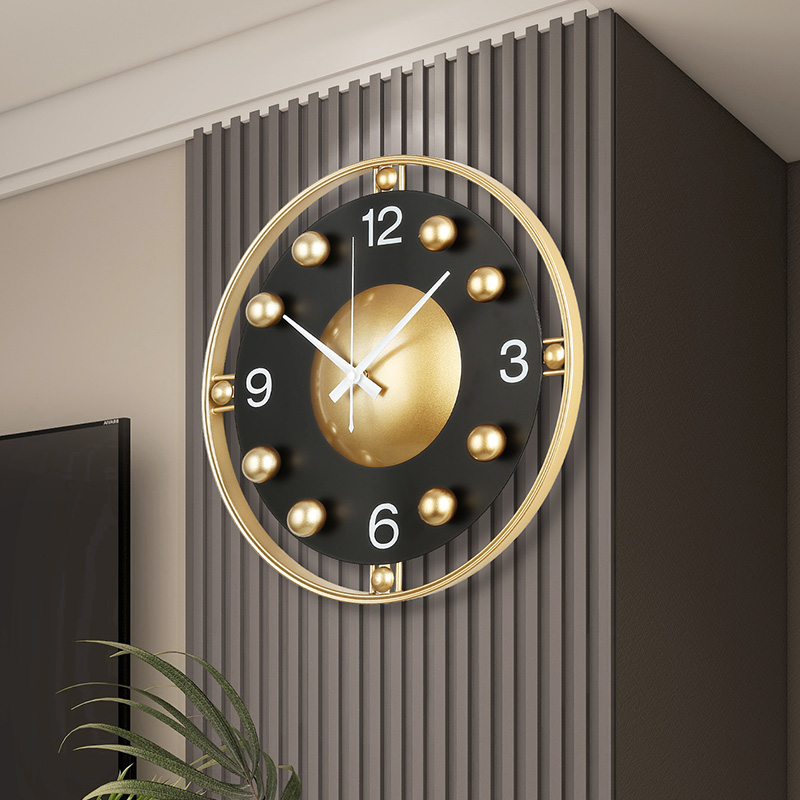 龙笛轻奢客厅家用格栅墙装饰挂钟