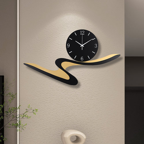 龙笛客厅创意免打孔抽象金属挂钟