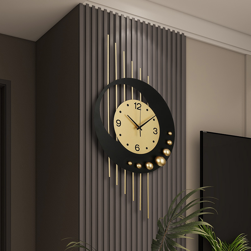 轻奢格栅墙创意装饰静音石英钟