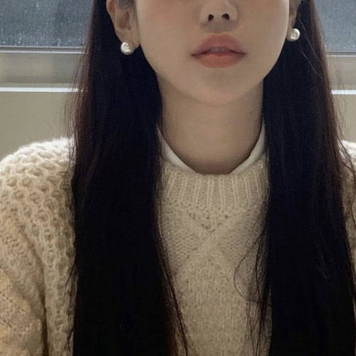 925银针强光ins正圆珍珠fever同款博主耳钉复古耳环女