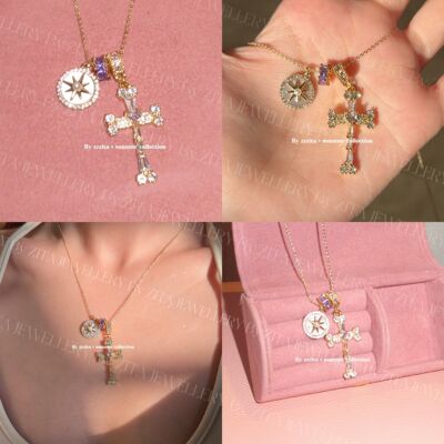 【无畏之星】Fearless Heart甜酷八芒星锁骨链紫粉精致十字架项链